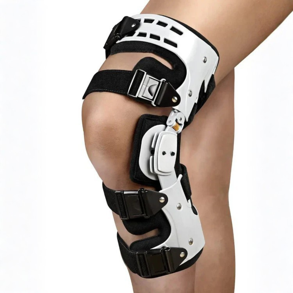 Rodillera de descarga con estabilización ajustable, izquierda o derecha, talla única – ArthroGuard