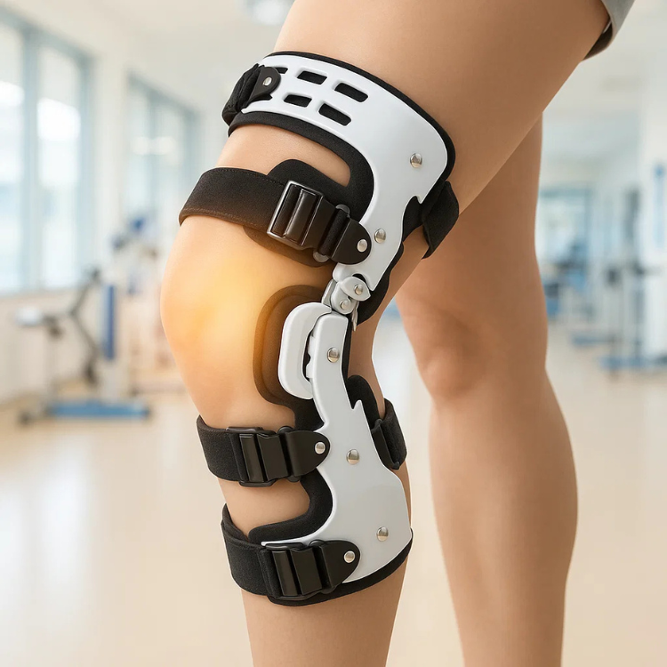 Rodillera de descarga con estabilización ajustable, izquierda o derecha, talla única – ArthroGuard