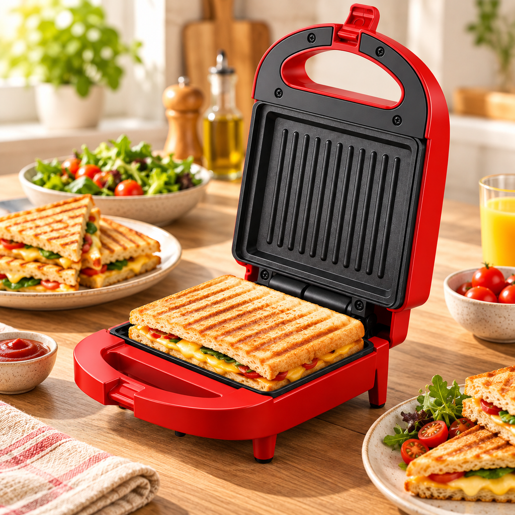 Sandwichera Automática con Sellado y Doble Calor Compacta de Encimera
