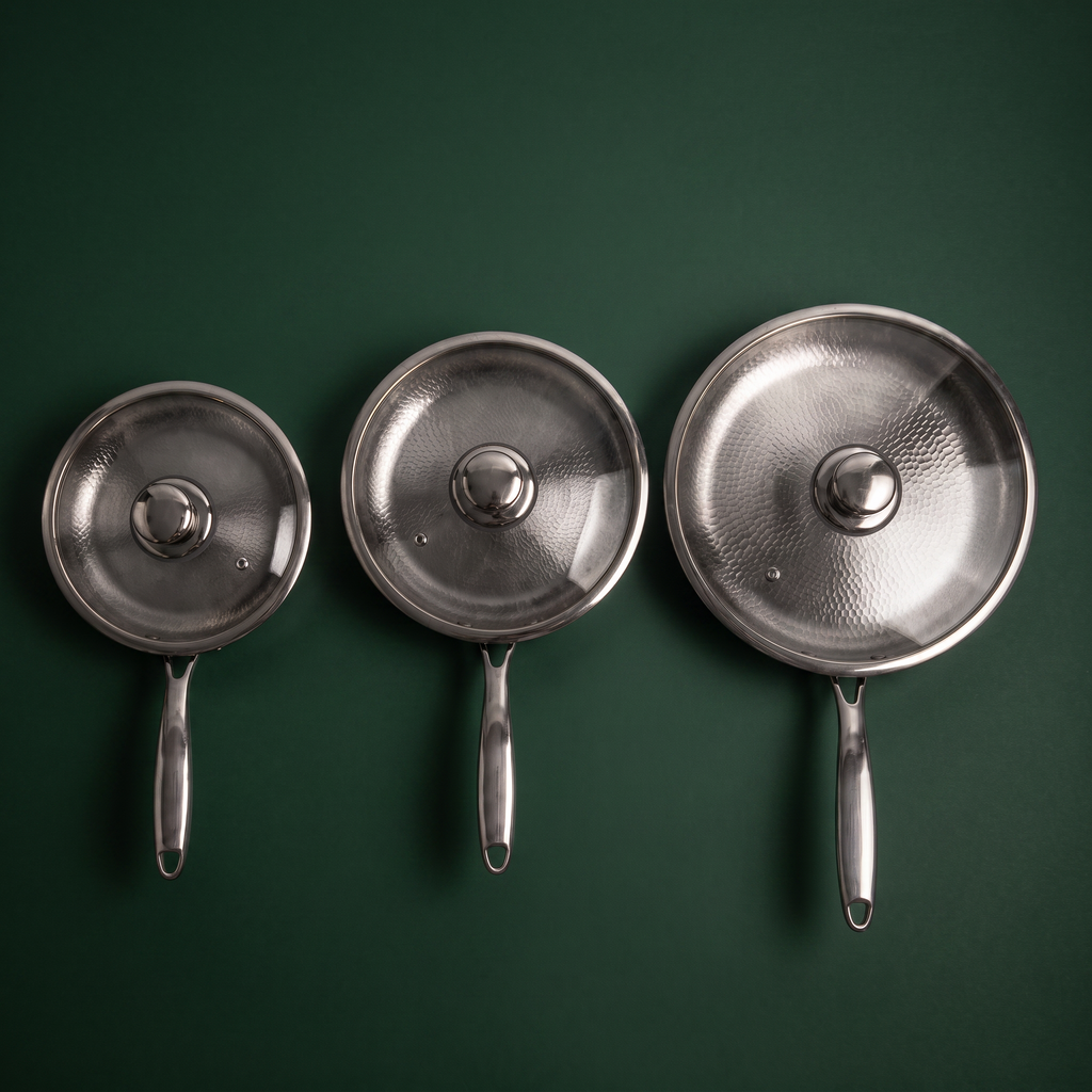Sartén de titanio martillada a mano - Set de 3 piezas 24, 26, 28 cm