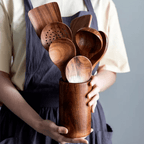 Set de 10 utensilios de cocina de teca natural
