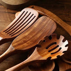 Set de 10 utensilios de cocina de teca natural
