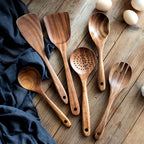 Set de 10 utensilios de cocina de teca natural