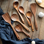Set de 10 utensilios de cocina de teca natural