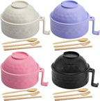 Set de 6 cuencos para fideos con asa resistente al calor y tapa de cierre hermético