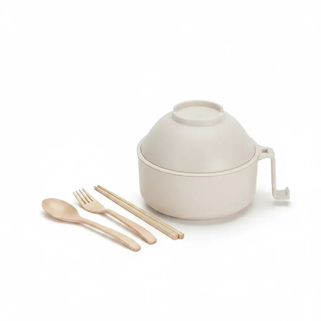 Set de 6 cuencos para fideos con asa resistente al calor y tapa de cierre hermético