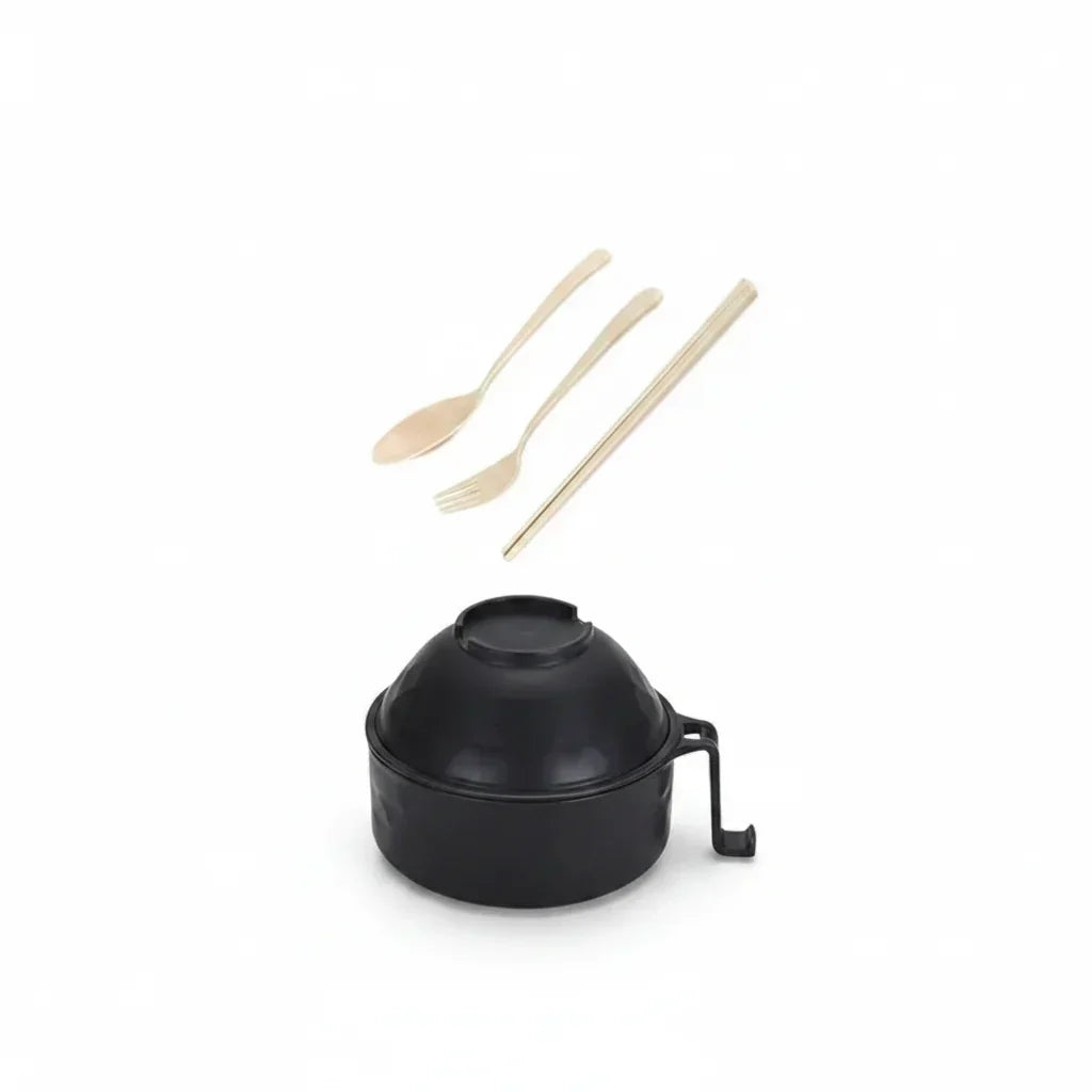Set de 6 cuencos para fideos con asa resistente al calor y tapa de cierre hermético