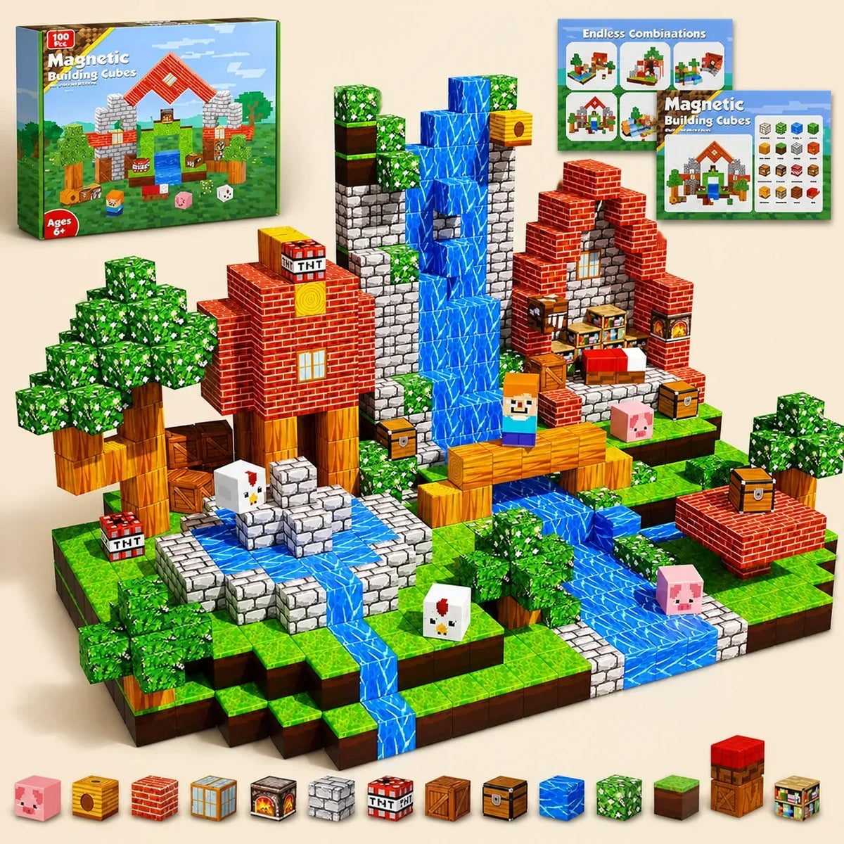 Set de construcción magnética de 100 cubos