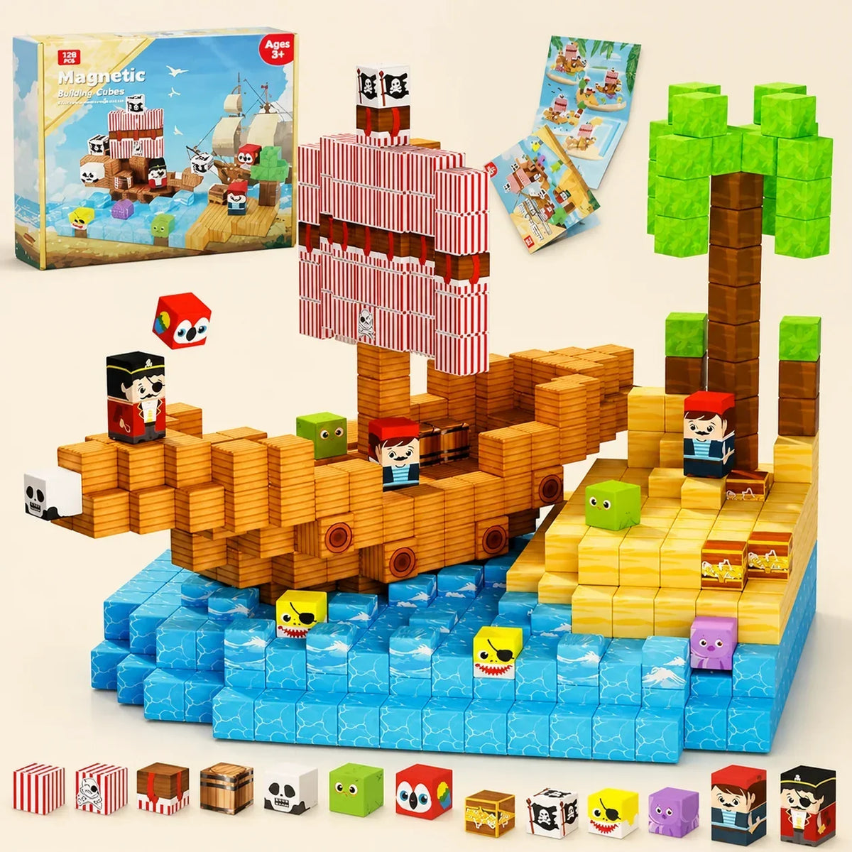 Set de construcción magnética de 100 cubos