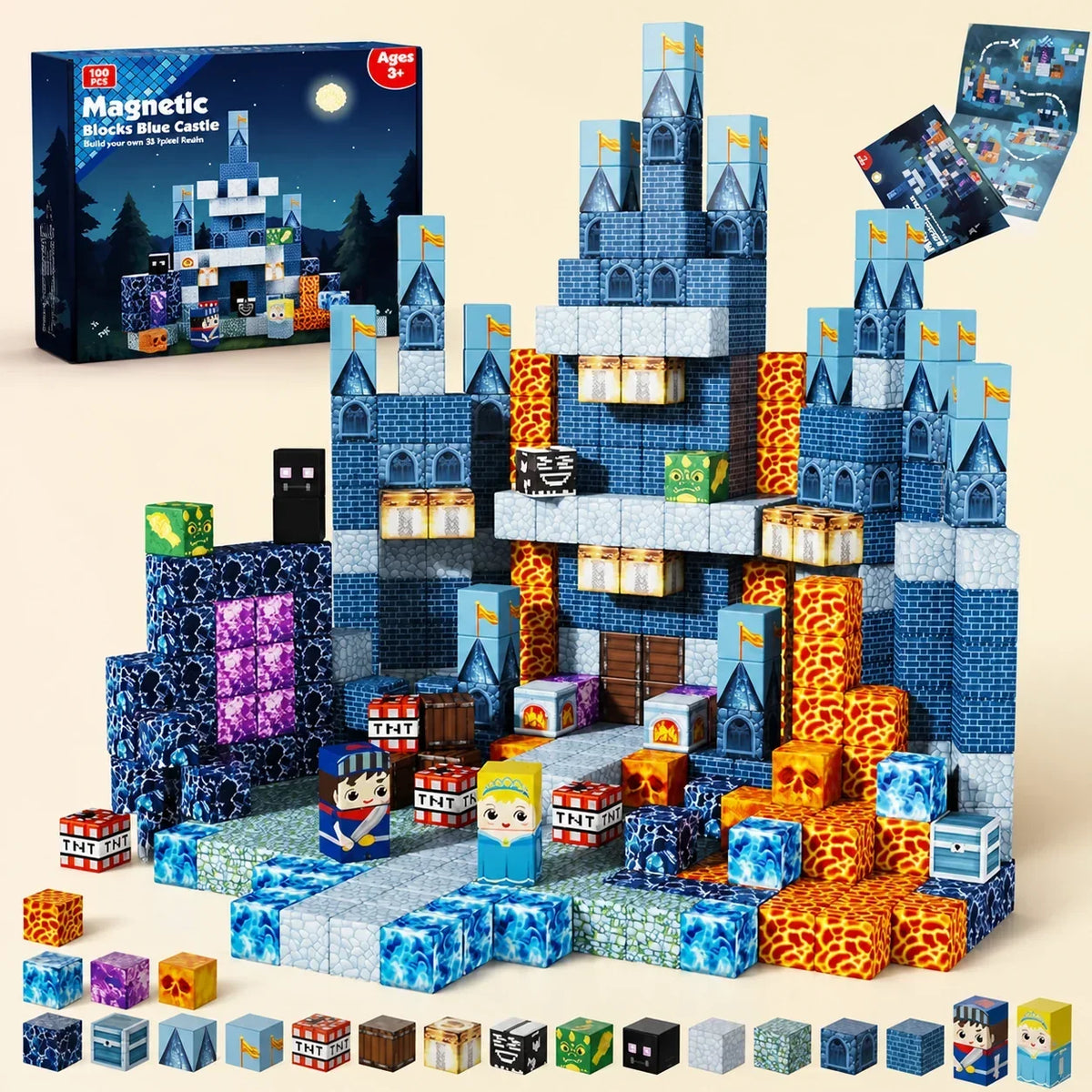 Set de construcción magnética de 100 cubos