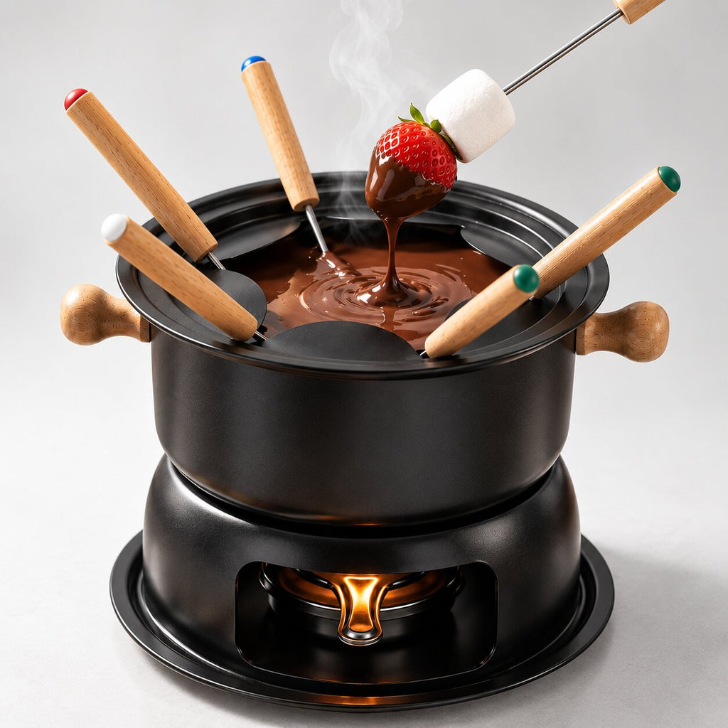 Set de fondue para chocolate y queso con 6 tenedores