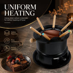 Set de fondue para chocolate y queso con 6 tenedores