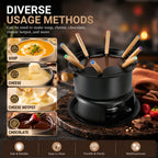 Set de fondue para chocolate y queso con 6 tenedores