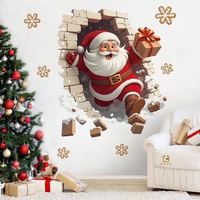 Set de pegatinas de pared 3D de Papá Noel con vinilos adhesivos