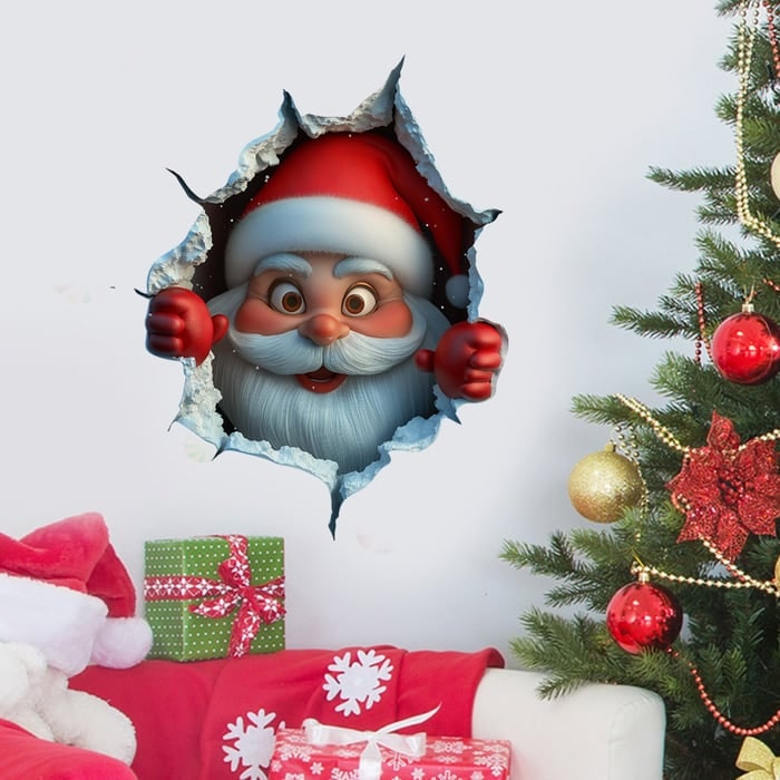 Set de pegatinas de pared 3D de Papá Noel con vinilos adhesivos