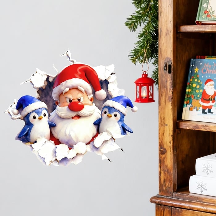 Set de pegatinas de pared 3D de Papá Noel con vinilos adhesivos