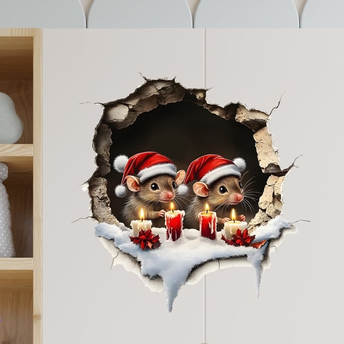 Set de pegatinas de pared 3D de Papá Noel con vinilos adhesivos