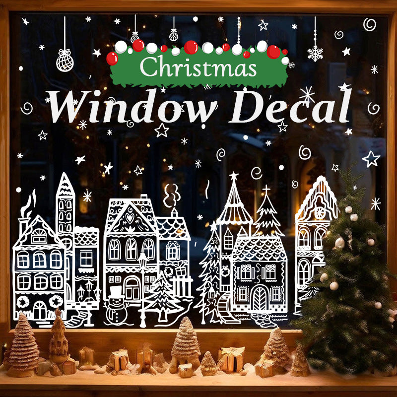 Set de pegatinas de ventana pueblo navideño