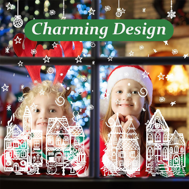 Set de pegatinas de ventana pueblo navideño