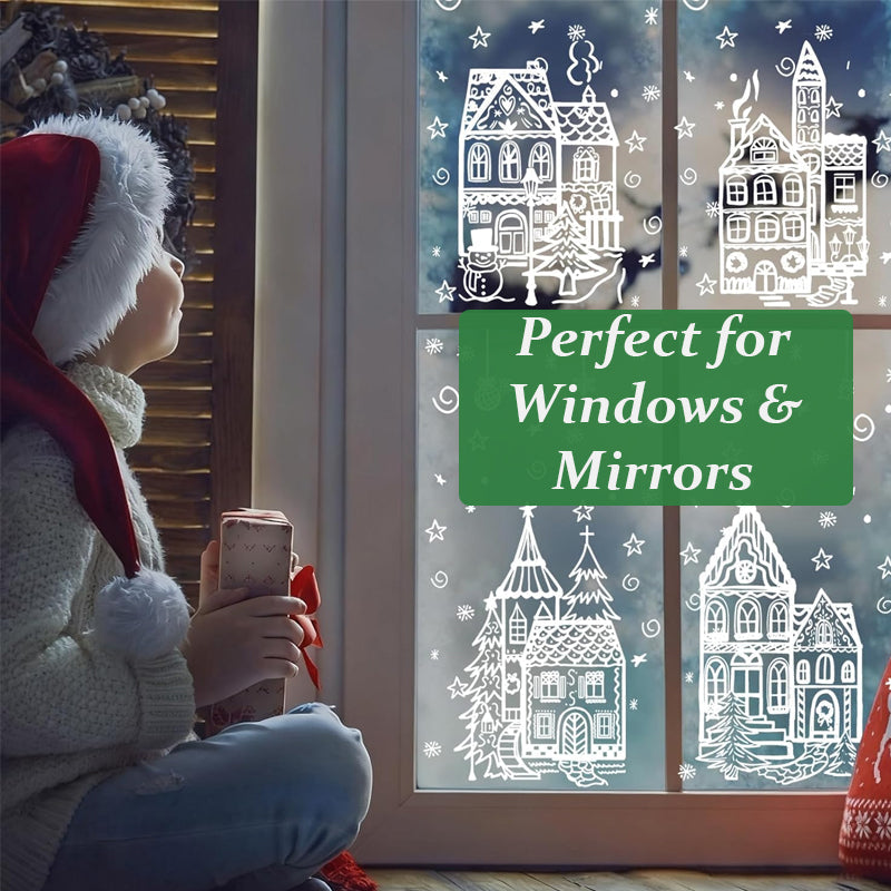 Set de pegatinas de ventana pueblo navideño