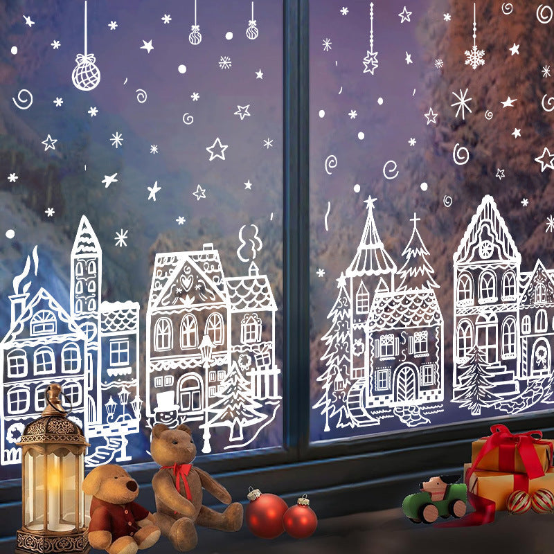 Set de pegatinas de ventana pueblo navideño