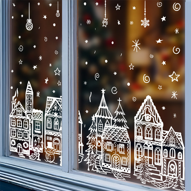 Set de pegatinas de ventana pueblo navideño