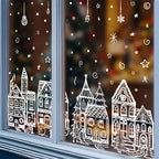 Set de pegatinas de ventana pueblo navideño