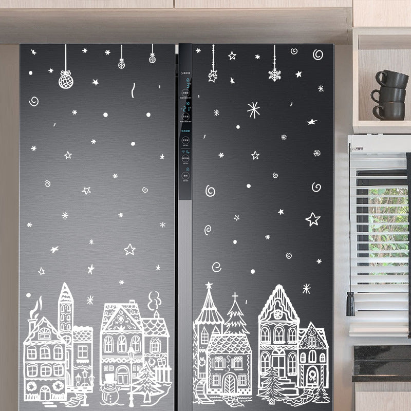 Set de pegatinas de ventana pueblo navideño