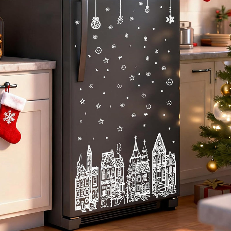 Set de pegatinas de ventana pueblo navideño