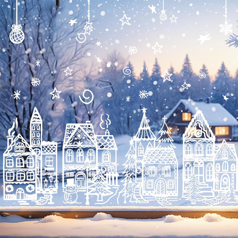 Set de pegatinas de ventana pueblo navideño