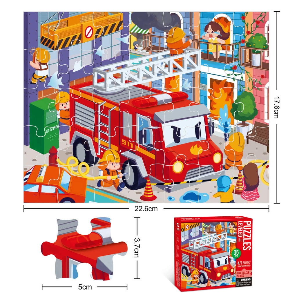 Set de puzles City Heroes – Construcción, bomberos, policía y médicos