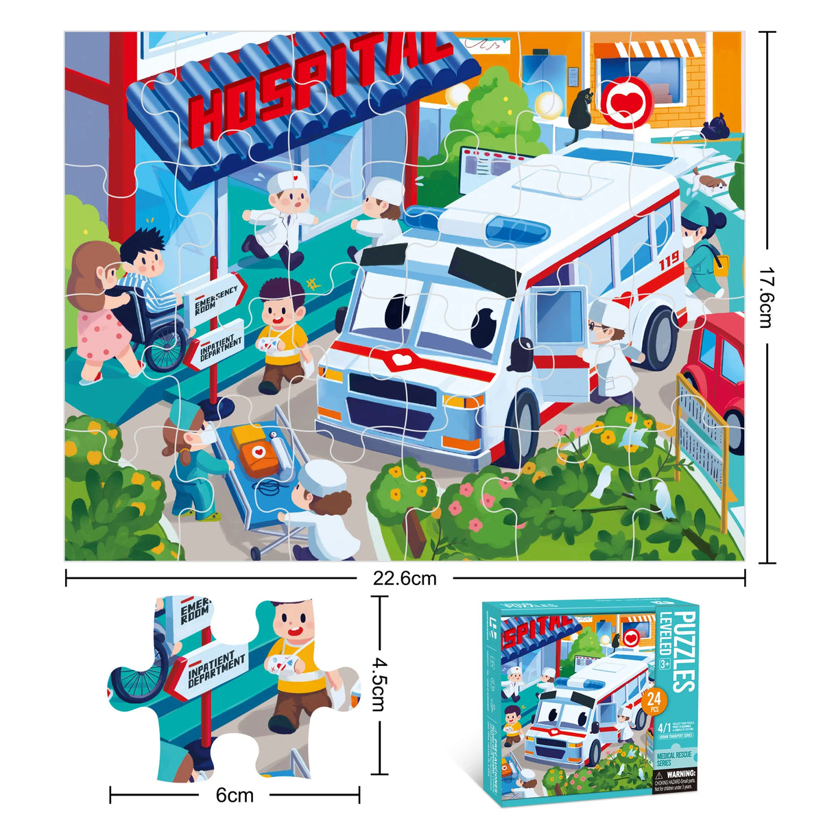 Set de puzles City Heroes – Construcción, bomberos, policía y médicos
