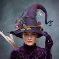 Sombrero de bruja de fieltro de lana merina hecho a mano — Ajustable para adultos, disfraz de Halloween