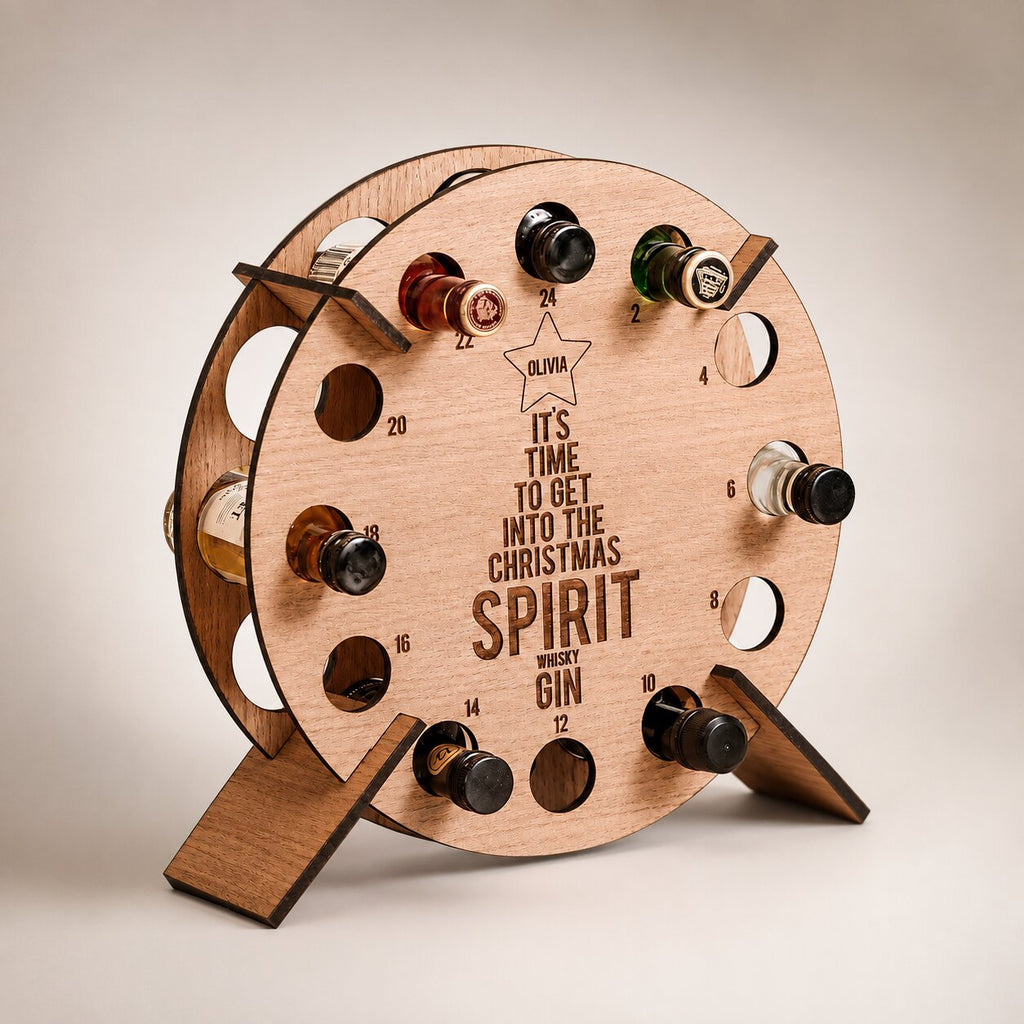 Soporte de madera para calendario de adviento de 24 botellas de vino y cerveza