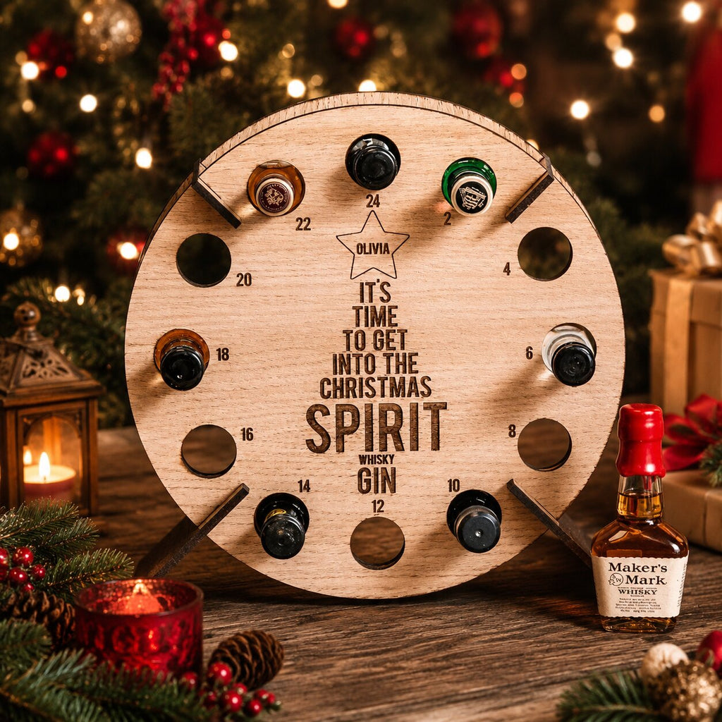 Soporte de madera para calendario de adviento de 24 botellas de vino y cerveza