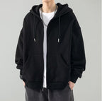 Sudadera con capucha oversize de cremallera completa para hombre con capucha de doble capa y bolsillos canguro