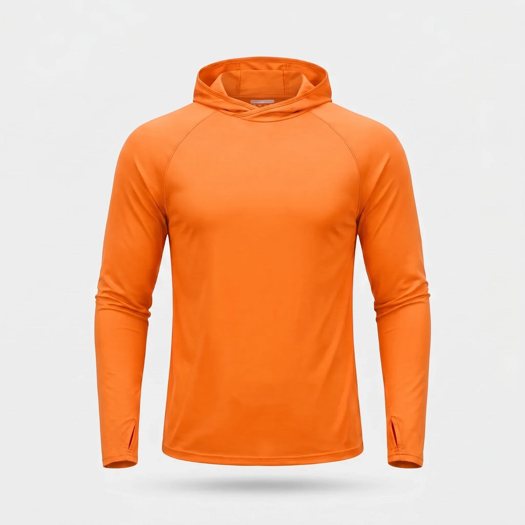 Sudadera con capucha UPF 50+ para hombre – Top UV ligero de secado rápido para senderismo y pesca con presillas para pul