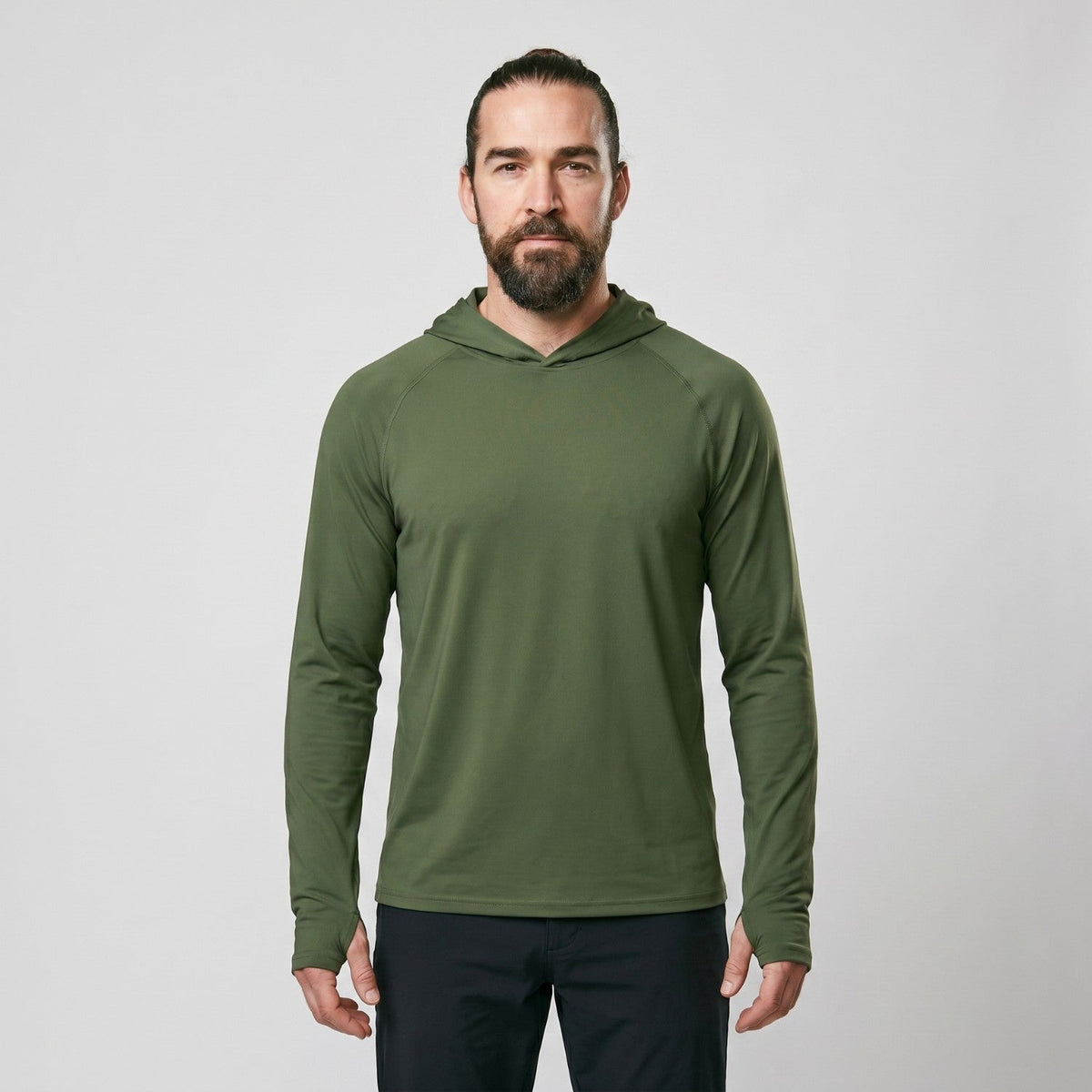 Sudadera con capucha UPF 50+ para hombre – Top UV ligero de secado rápido para senderismo y pesca con presillas para pul
