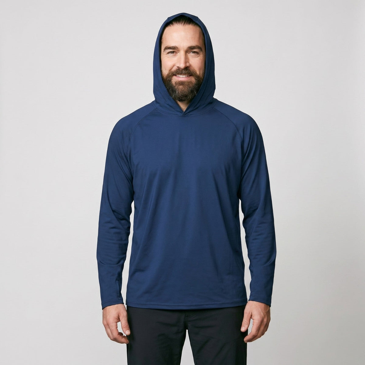 Sudadera con capucha UPF 50+ para hombre – Top UV ligero de secado rápido para senderismo y pesca con presillas para pul