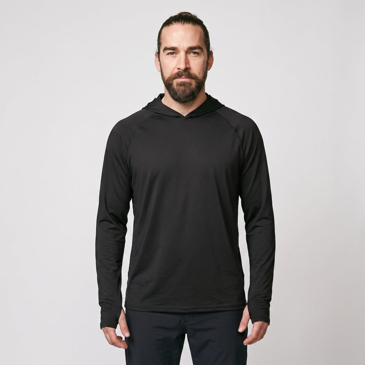 Sudadera con capucha UPF 50+ para hombre – Top UV ligero de secado rápido para senderismo y pesca con presillas para pul