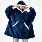 Sudadera manta con capucha de cuadros con forro sherpa oversize