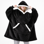Sudadera manta con capucha de cuadros con forro sherpa oversize