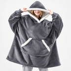 Sudadera manta con capucha de cuadros con forro sherpa oversize