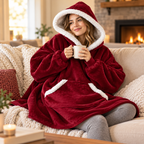 Sudadera manta con capucha de cuadros con forro sherpa oversize