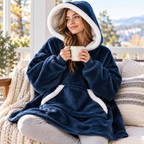 Sudadera manta con capucha de cuadros con forro sherpa oversize