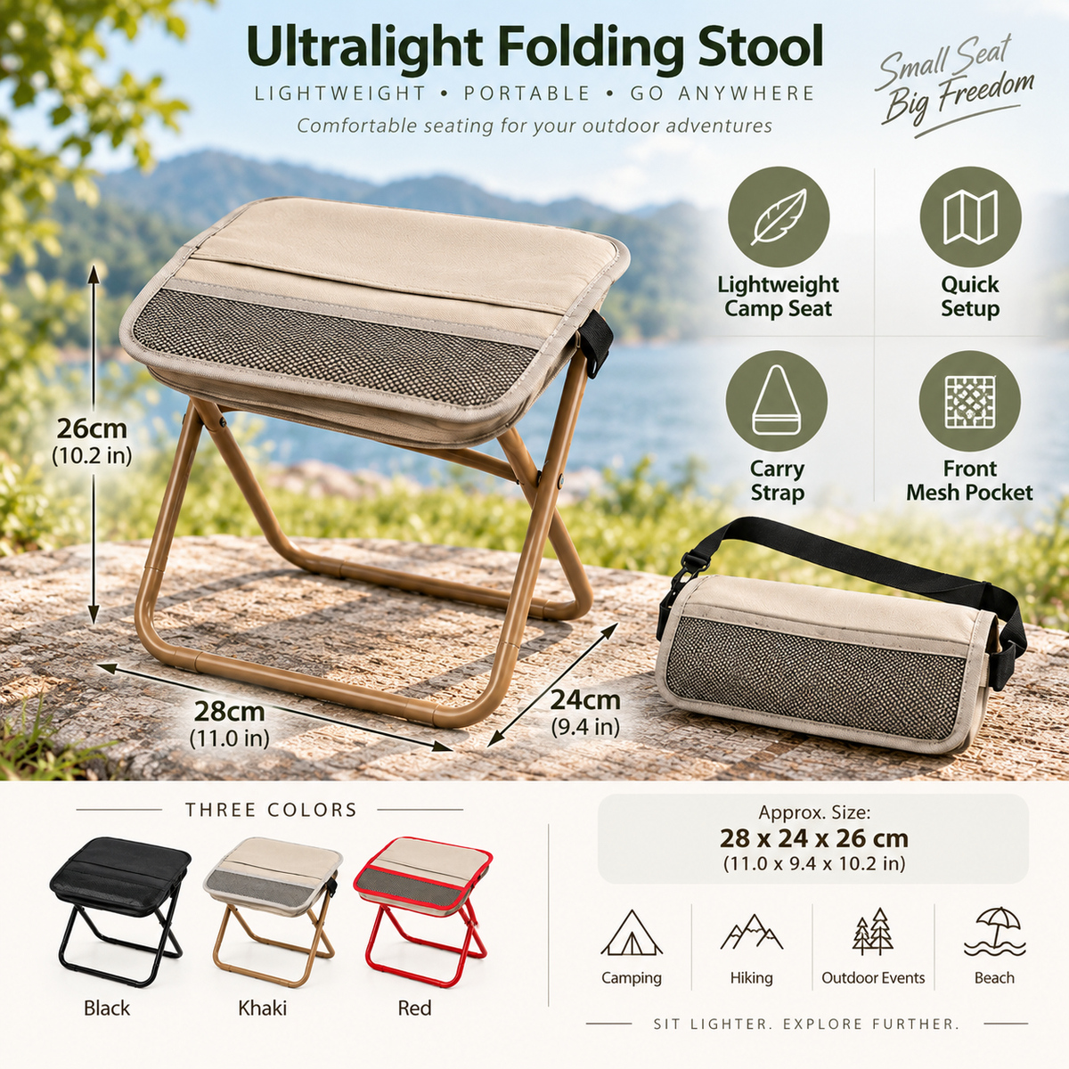 Taburete plegable ultraligero portátil para camping