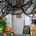 Tela de telaraña para Halloween, tela rasgada terrorífica para colgar en interior y jardín, negra o blanca manchada de s