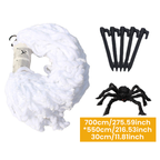 Telaraña gigante de Halloween de 700 × 550 cm con estacas y gancho, araña peluda negra de 30 cm con ojos rojos, decoraci