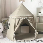 Tipi de juego de lona para niños, 100 % algodón, postes de pino, espacioso