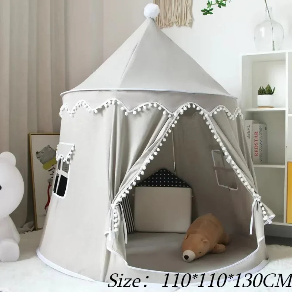 Tipi de juego de lona para niños, 100 % algodón, postes de pino, espacioso